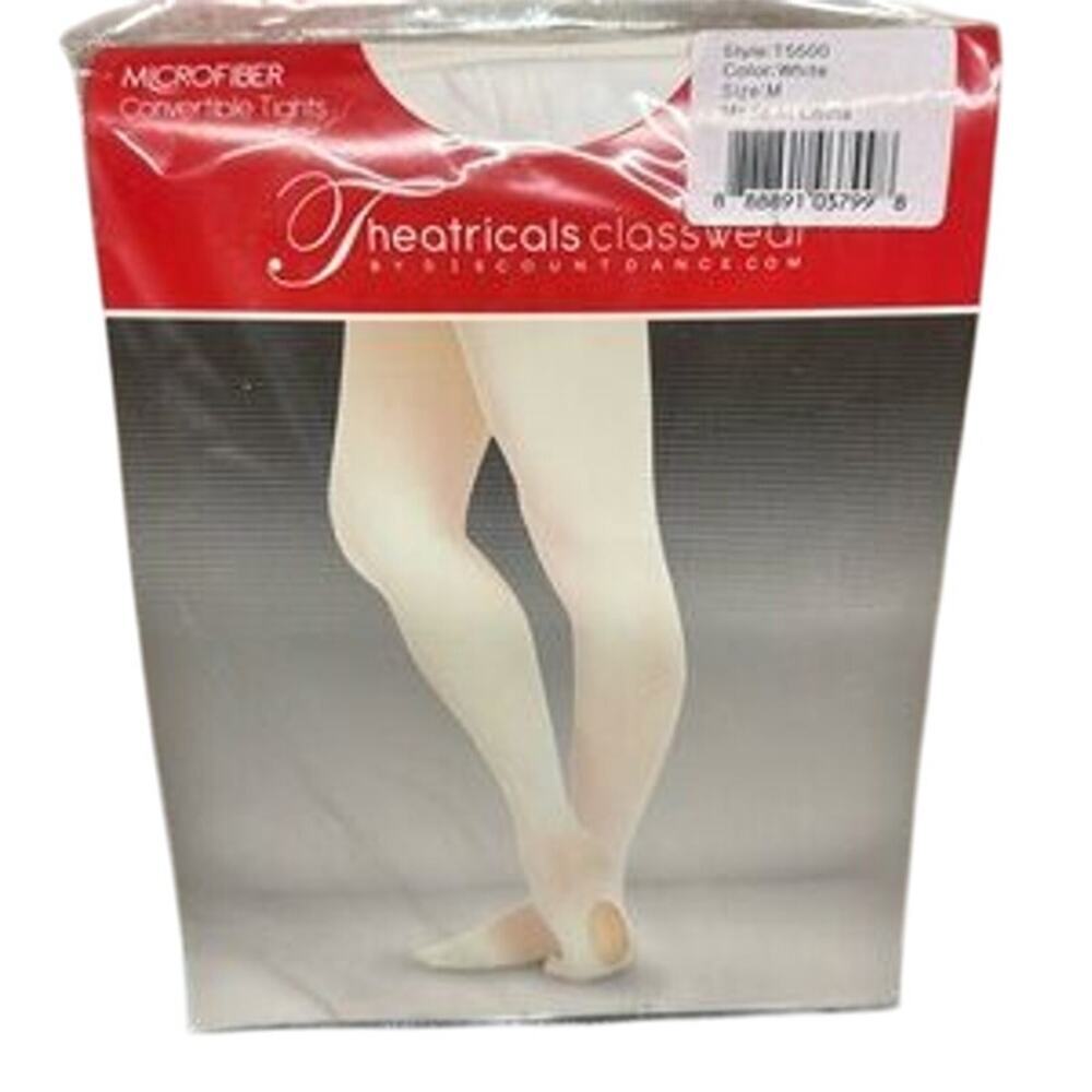 New Theatricals Classwear Microfiber Convertible White Tights Style T5500 Size M
